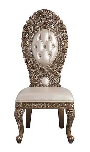 Constantine - Side Chair (Set of 2) - Synthetic Leather , Brown & Gold by Unique Piece Furniture