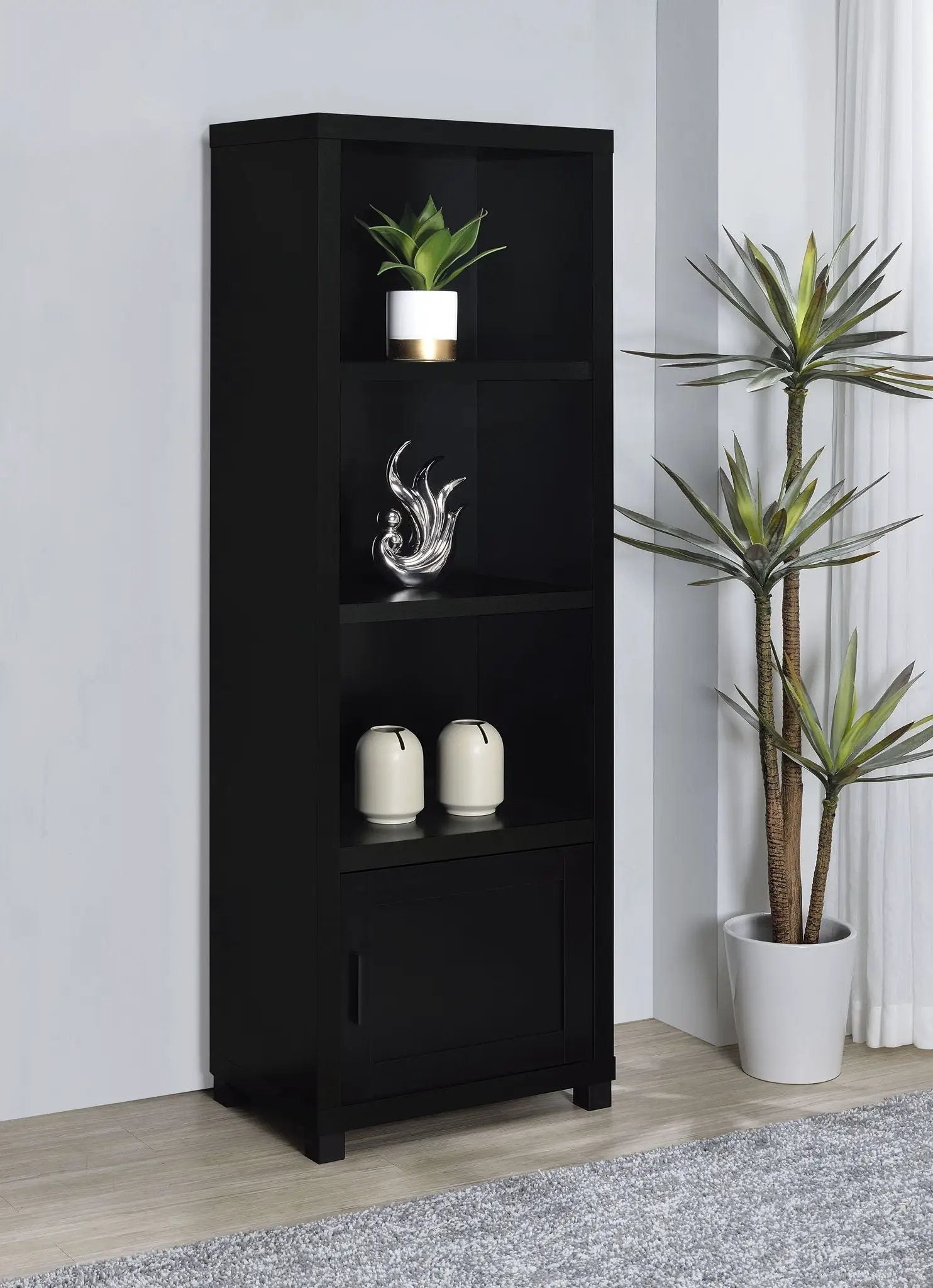 Jupiter 3-shelf Engineered Wood Media Tower Black by Unique Piece Furniture