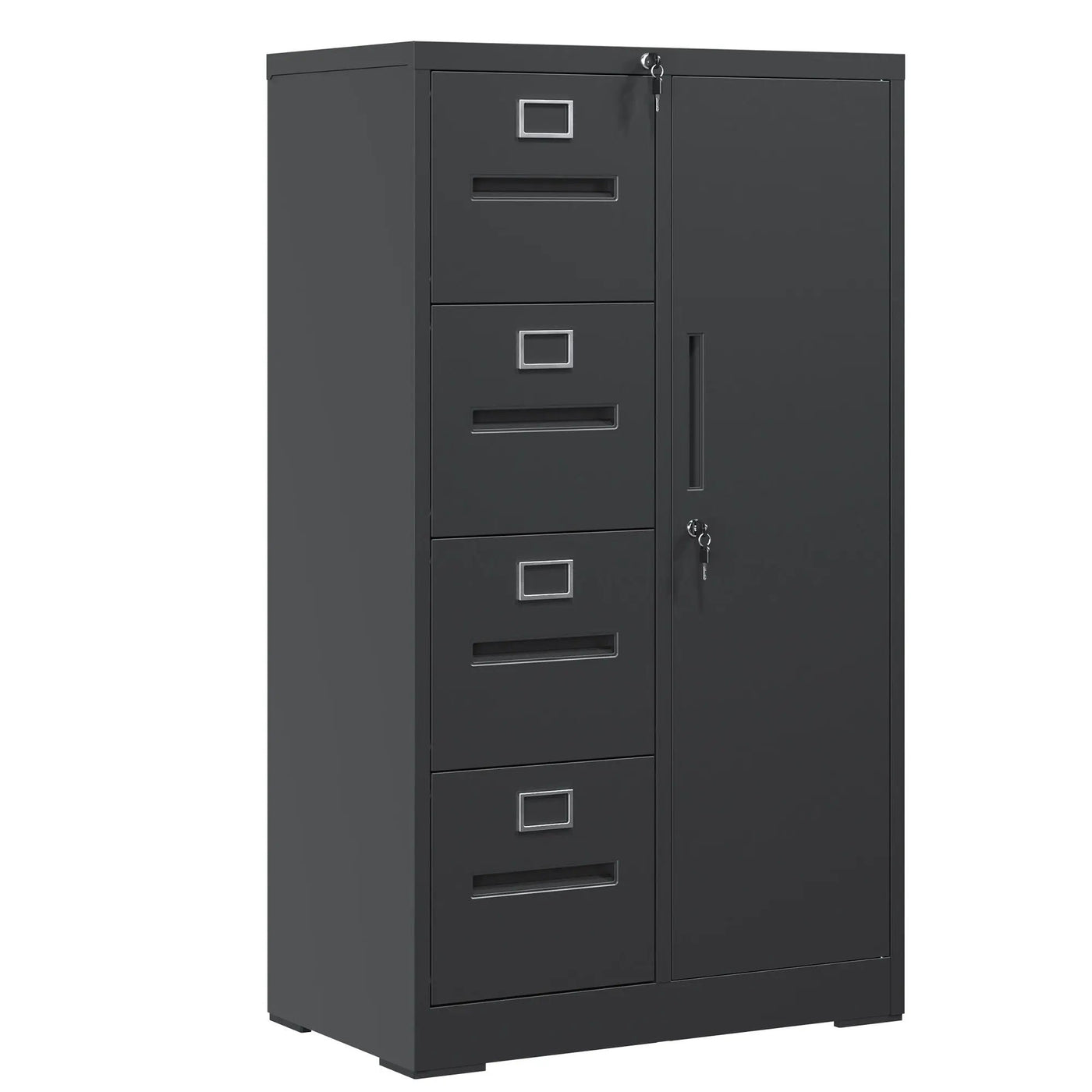 Metal Storage Vertical Filing Cabinet With Lock, 4 Drawers, 1 Door, Steel Construction, School / Office Use by HouseOfZazla