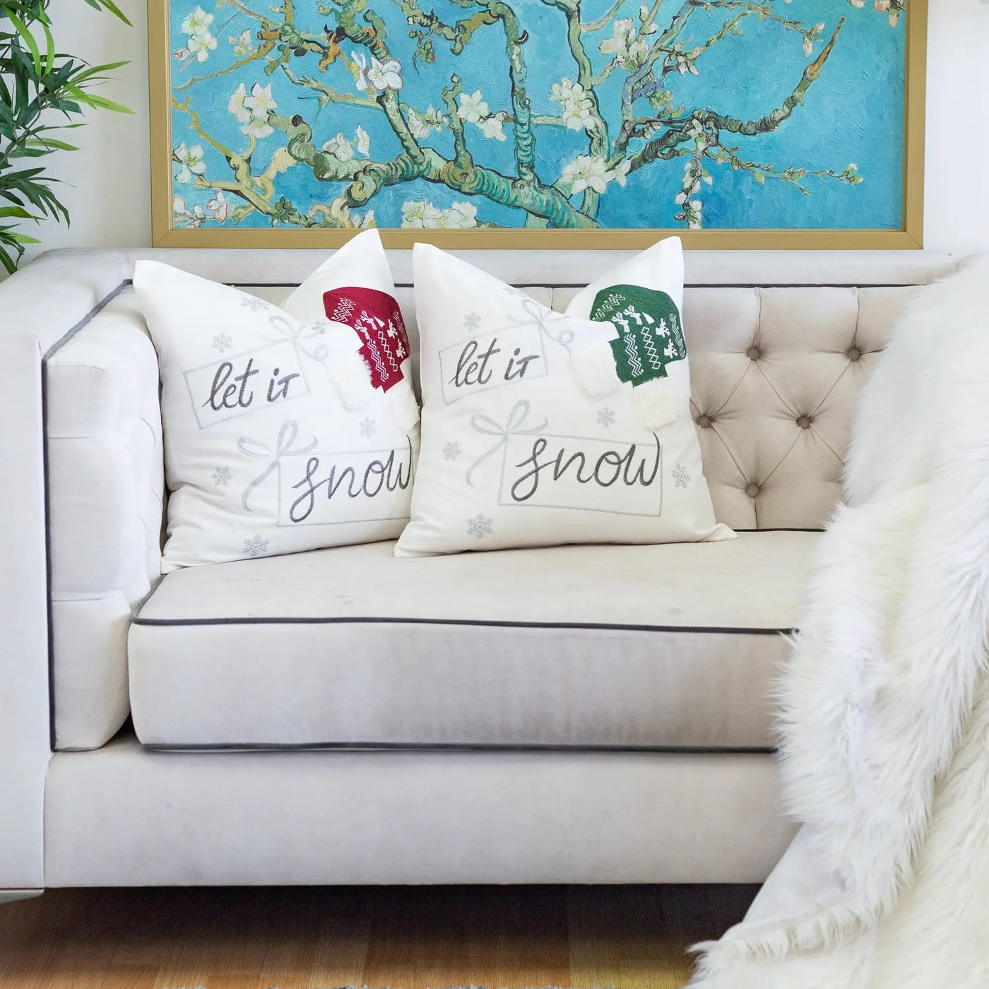 Let It Snow Christmas Throw Pillow by HouseOfZazla
