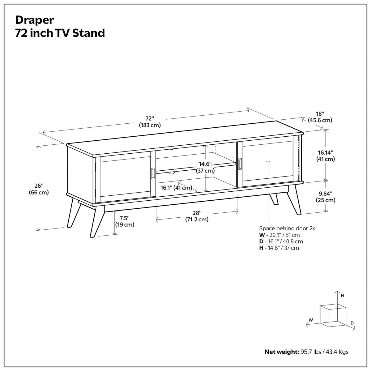 Draper - Handcrafted Mid Century Low TV Media Stand, photo 31 of 40