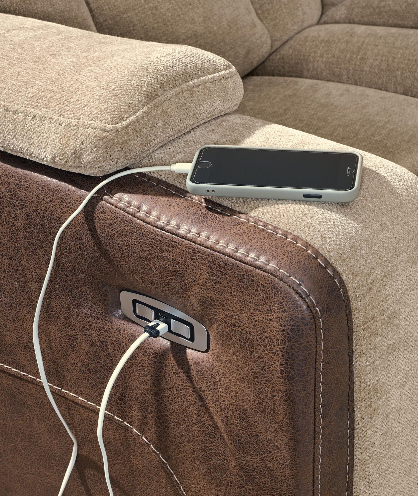 Mixed Motion - Power Reclining Loveseat With Console / Adjustable Headrest by Unique Piece Furniture