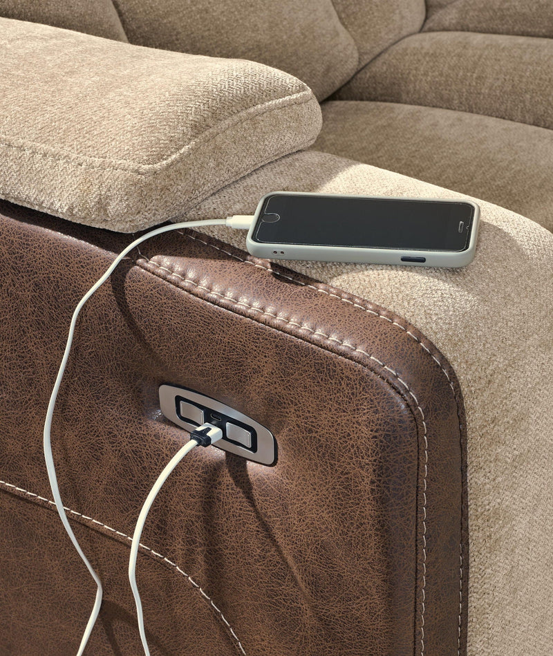 Mixed Motion - Power Reclining Loveseat With Console / Adjustable Headrest by Unique Piece Furniture