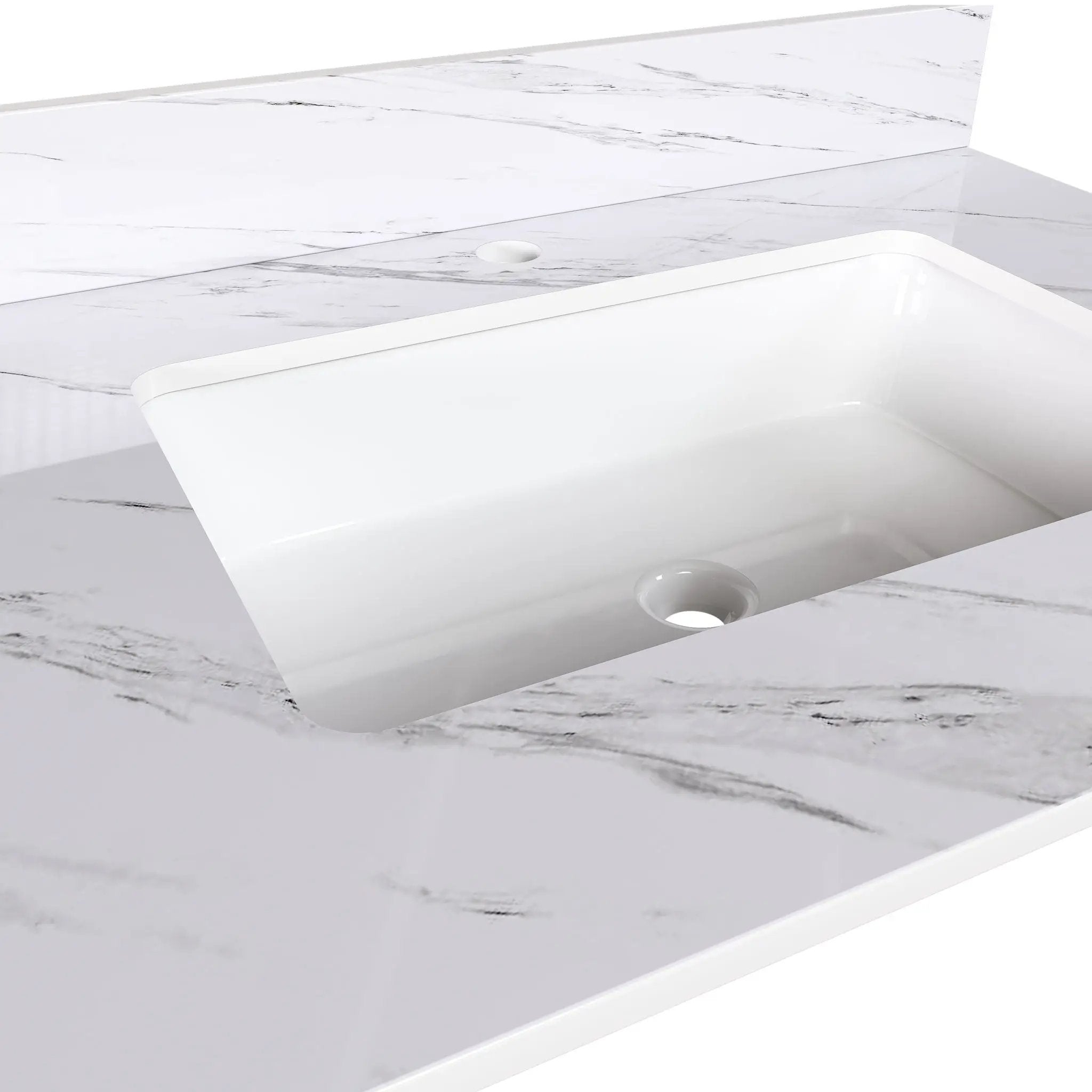 Bianco Carrara Venato Marble Vanity Top With Pre Drilled Faucet Hole And Undermount Sink by HouseOfZazla