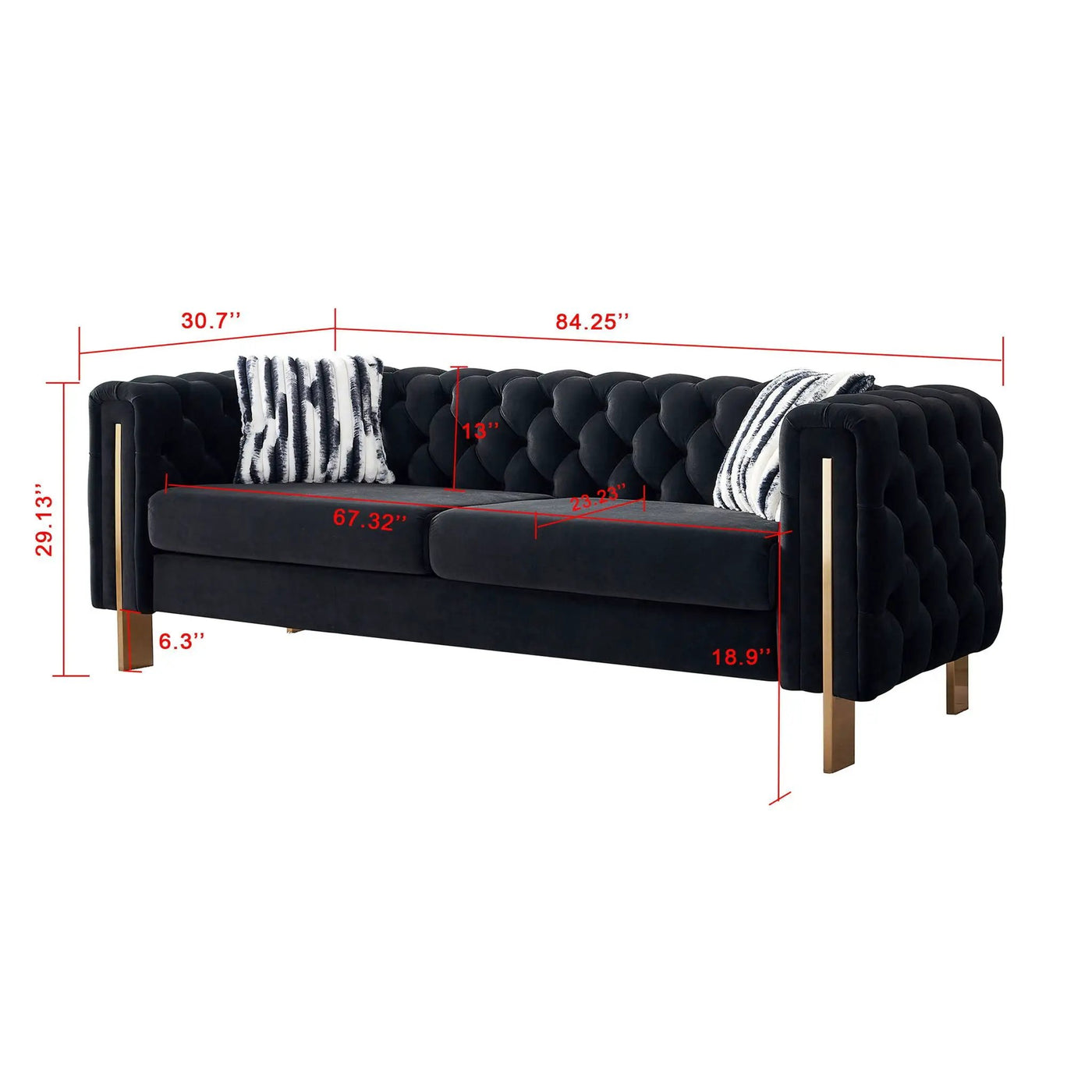 Chesterfield - Modern Tufted Living Room Sofa, 84.25''W Couch by HouseOfZazla