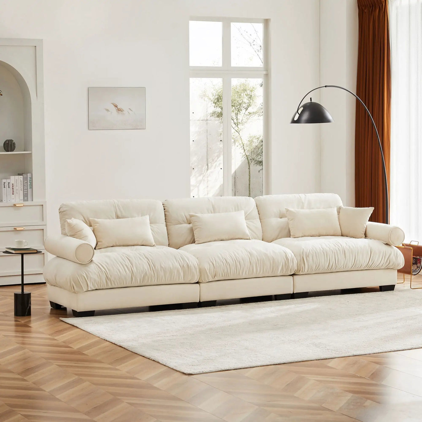Modern Oversize Sofa With Cloud Like Comfort, Featuring Waist And Throw Pillows by HouseOfZazla