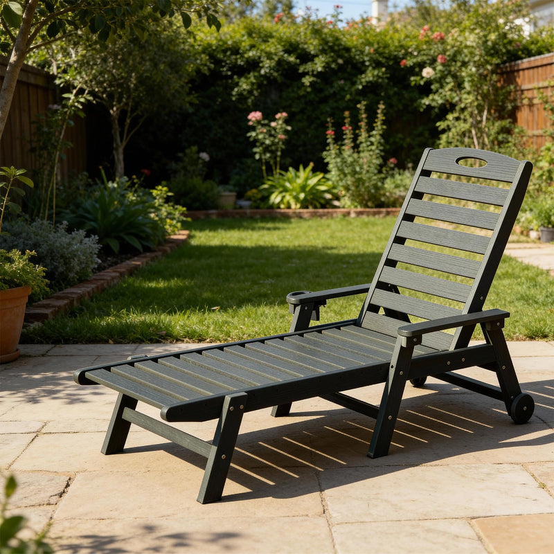 HDPE Patio Lounge Chair with Reclining Backrest - Outdoor, photo 8 of 9