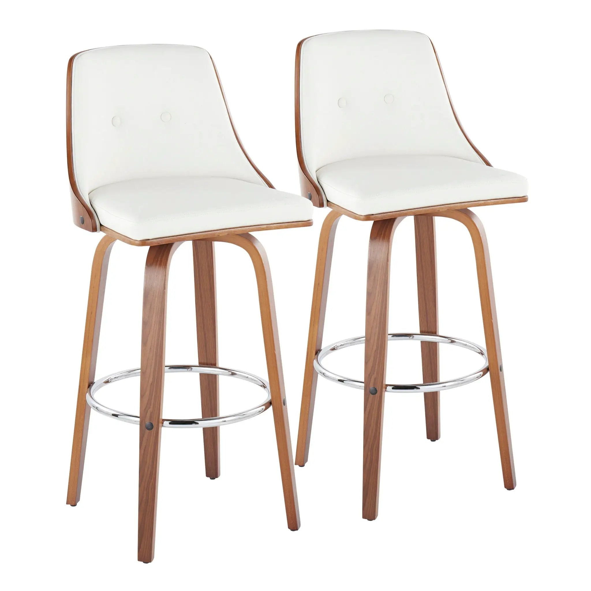Gianna - Mid Century Modern Fixed Height Barstool With Swivel With Round Footrest (Set of 2) by Unique Piece Furniture