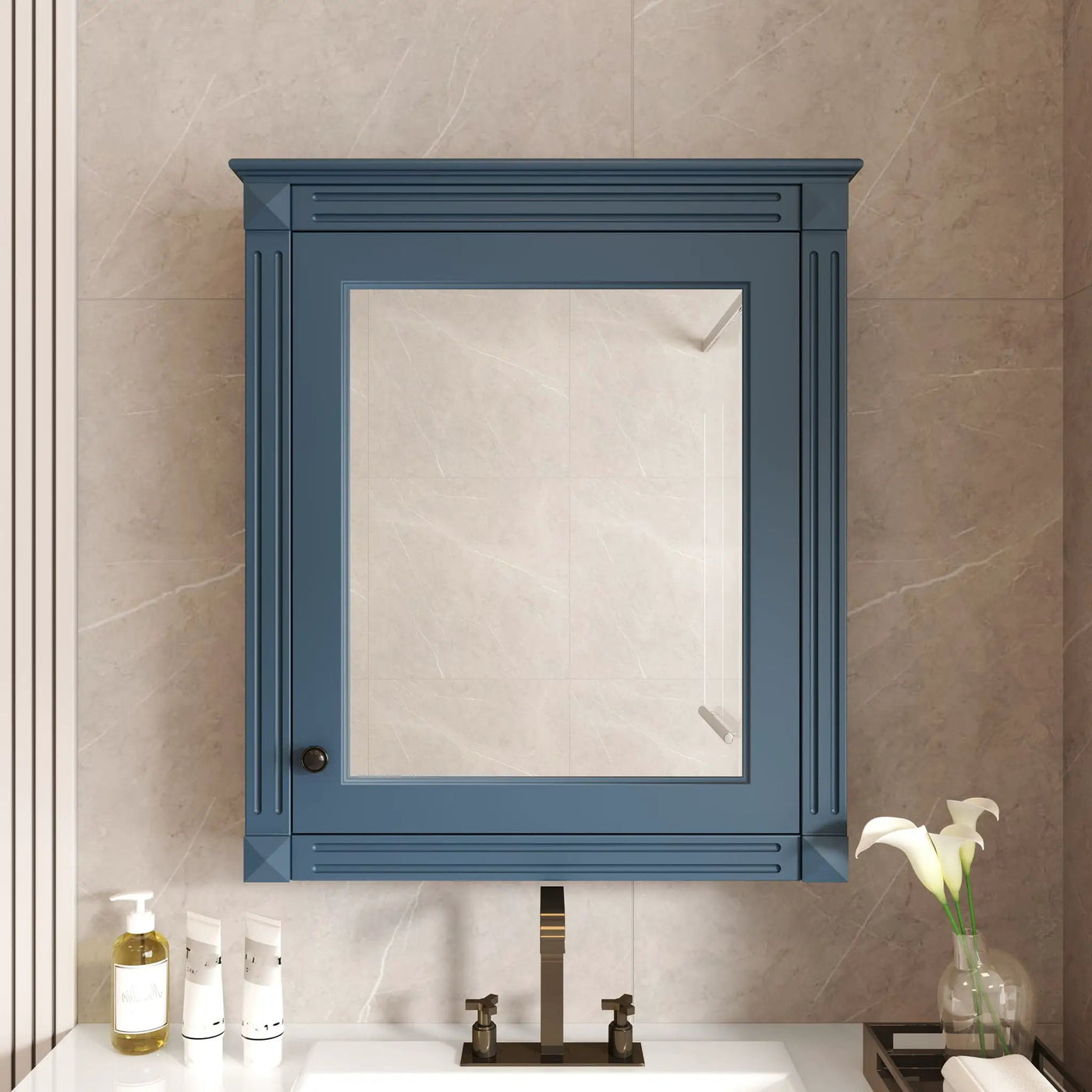 Wall Mounted Bathroom Storage Cabinet With Mirror, Medicine Cabinet With Height Adjustable Shelf by HouseOfZazla