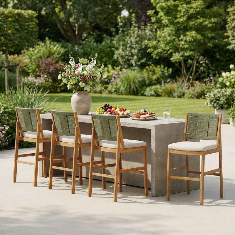 4 Pieces Arly Green Outdoor Bar Stool Set by HouseOfZazla