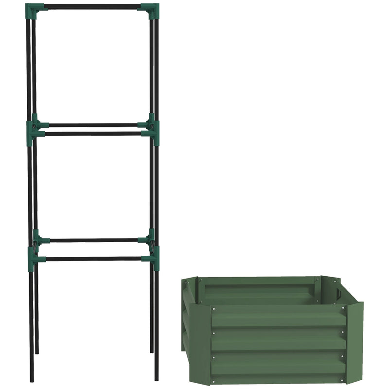 Galvanized Raised Garden Bed with Trellis - Grey Green, photo 10 of 10