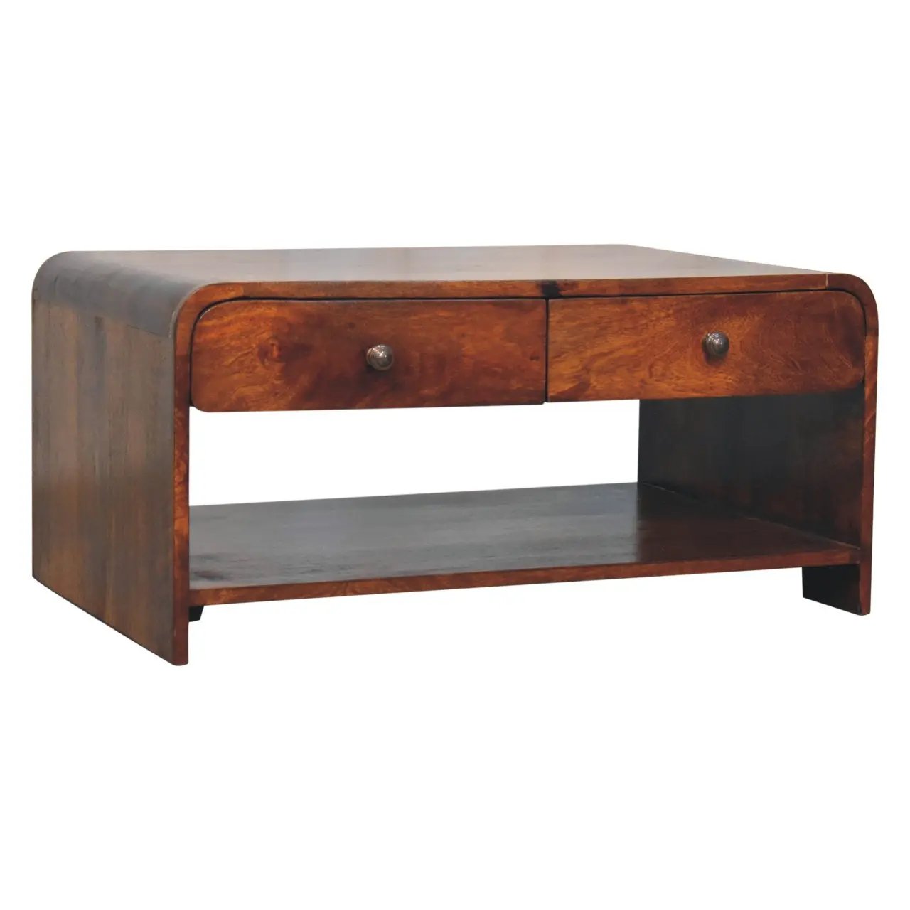 Solid Wood Aspen Slim Coffee Table, 4 Drawers, 1 Open Slot by HouseOfZazla
