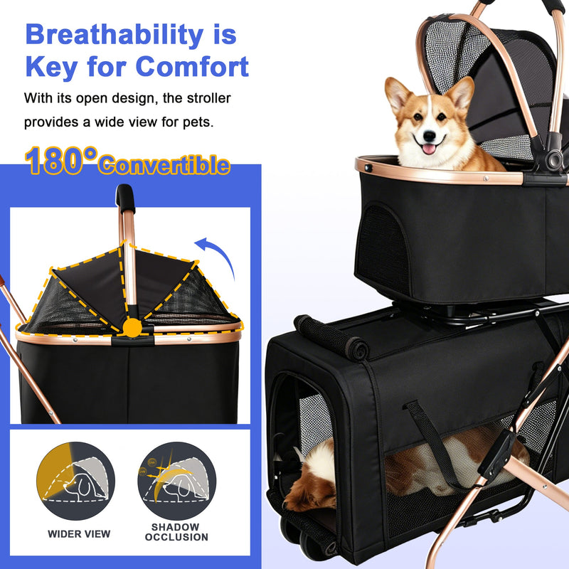 Double Pet Stroller for Small and Medium Dogs and Cats by HouseOfZazla