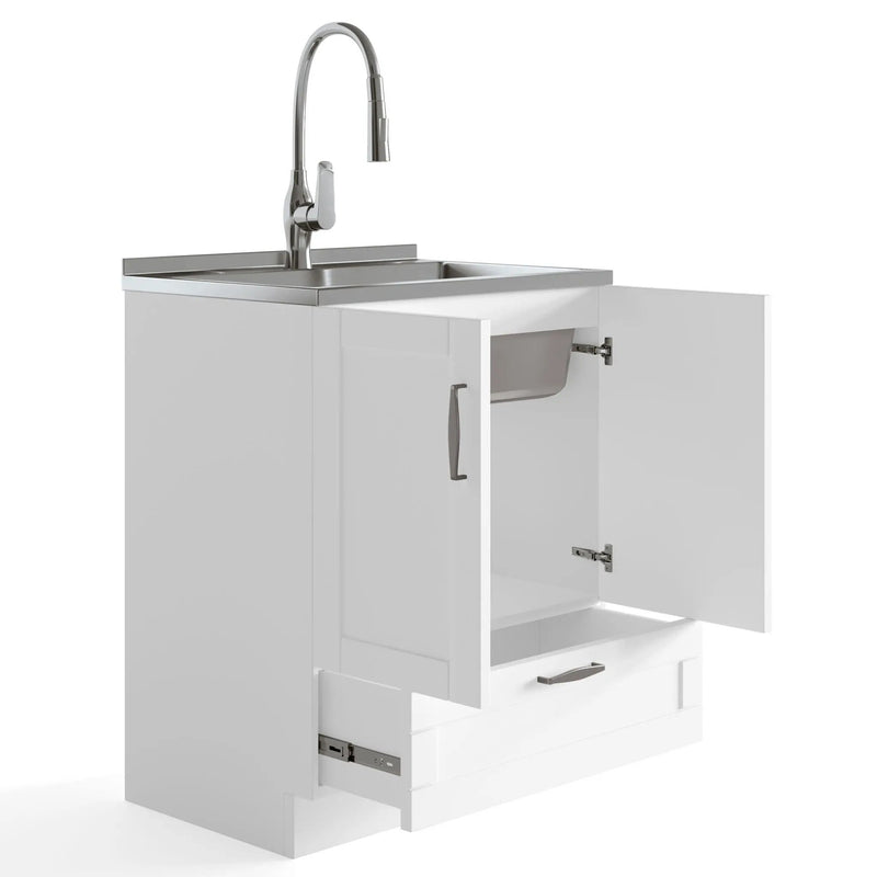 Reed - Deluxe Laundry Cabinet With Pull-Out Faucet And Stainless Steel Sink by HouseOfZazla