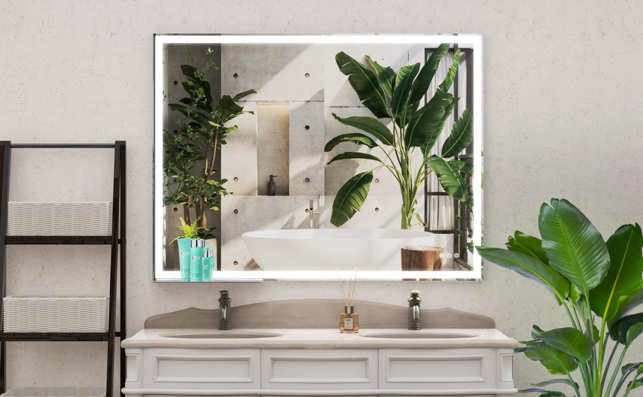 LED Bathroom Vanity Mirror Wall Mounted Adjustable / Warm / Natural Lights Anti-Fog Touch Switch With Memory Modern Smart Large Bathroom Mirrors by HouseOfZazla