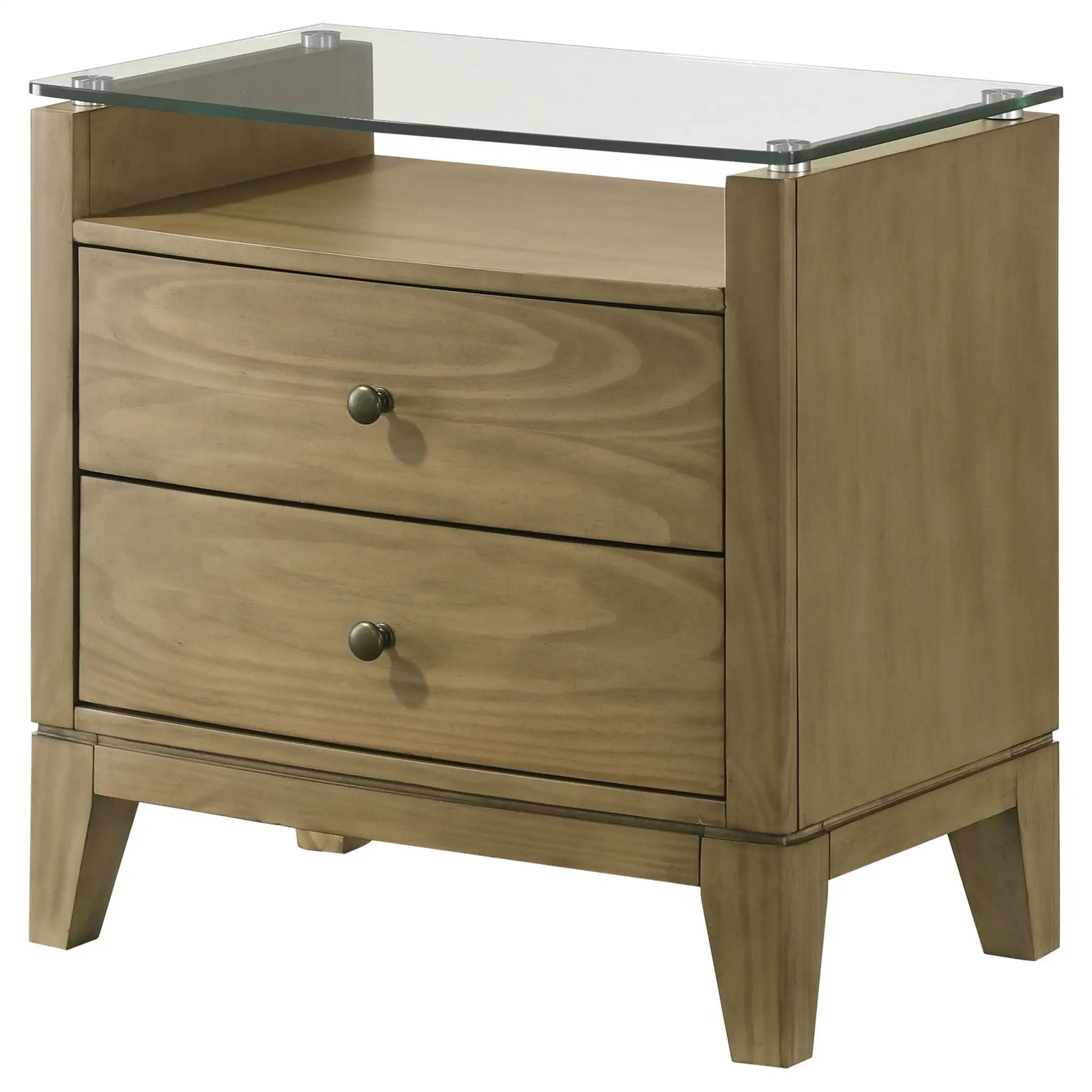 Granada 2-drawer Glass Top Nightstand Natural Pine by Unique Piece Furniture
