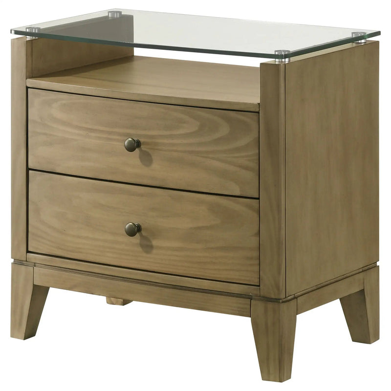 Granada 2-drawer Glass Top Nightstand Natural Pine by Unique Piece Furniture