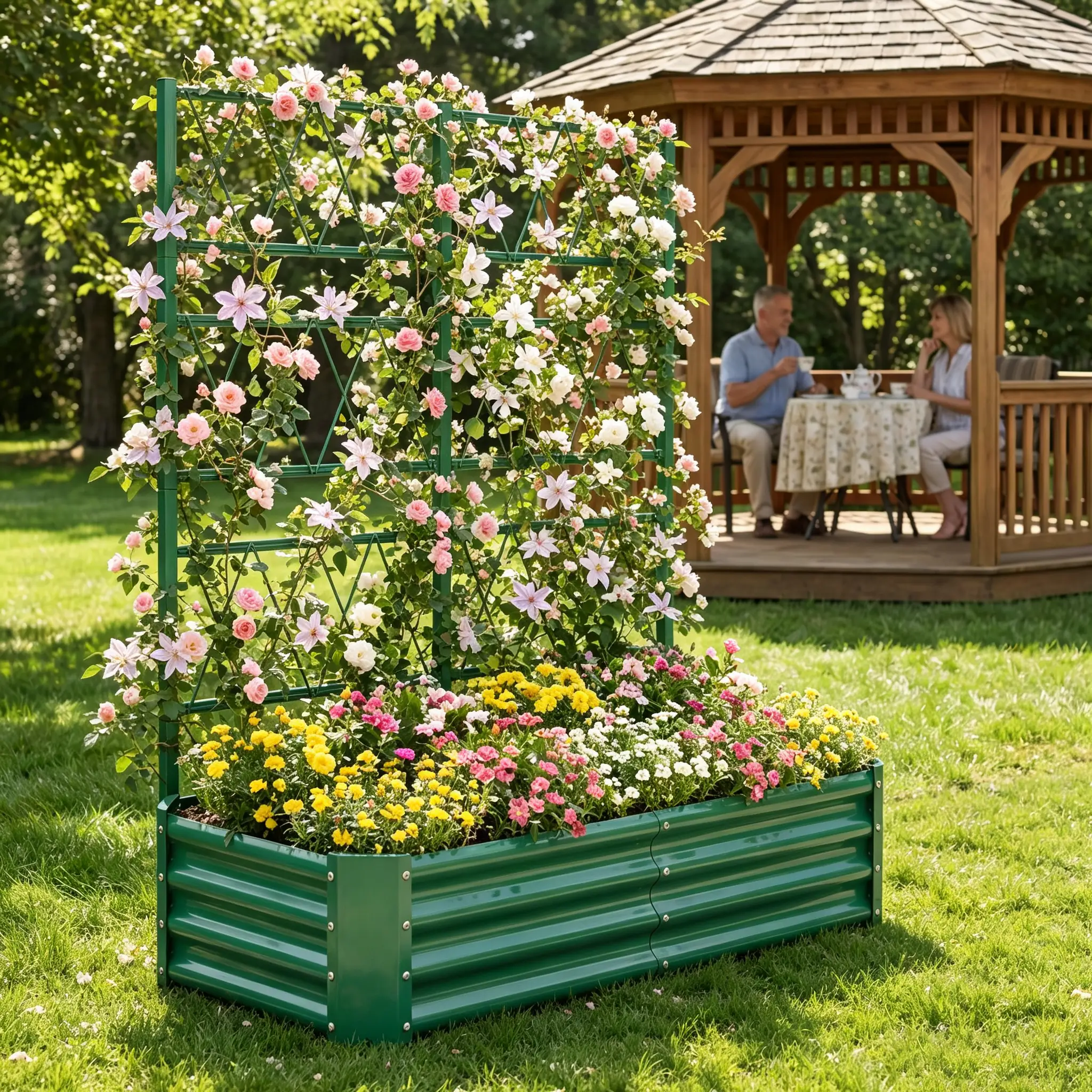 4x2x1FT Galvanized Raised Garden Bed with Arch Trellis by HouseOfZazla