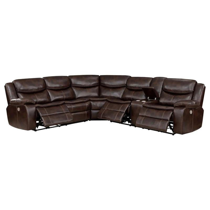 Sycamore Upholstered Power Reclining Sectional Sofa Brown by Unique Piece Furniture