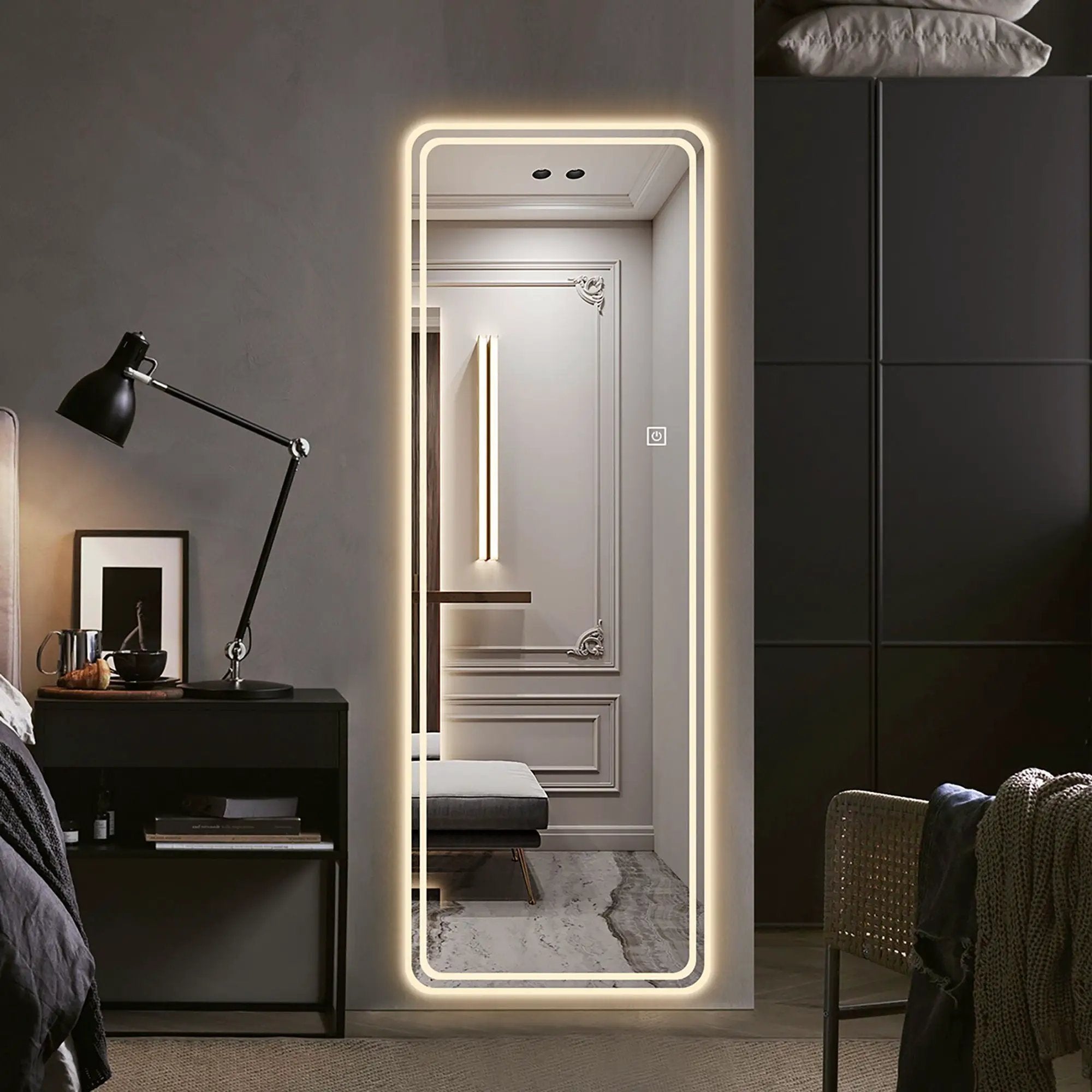 Full Length Floor Mirror LED with Dimming & 3 Color Modes by HouseOfZazla