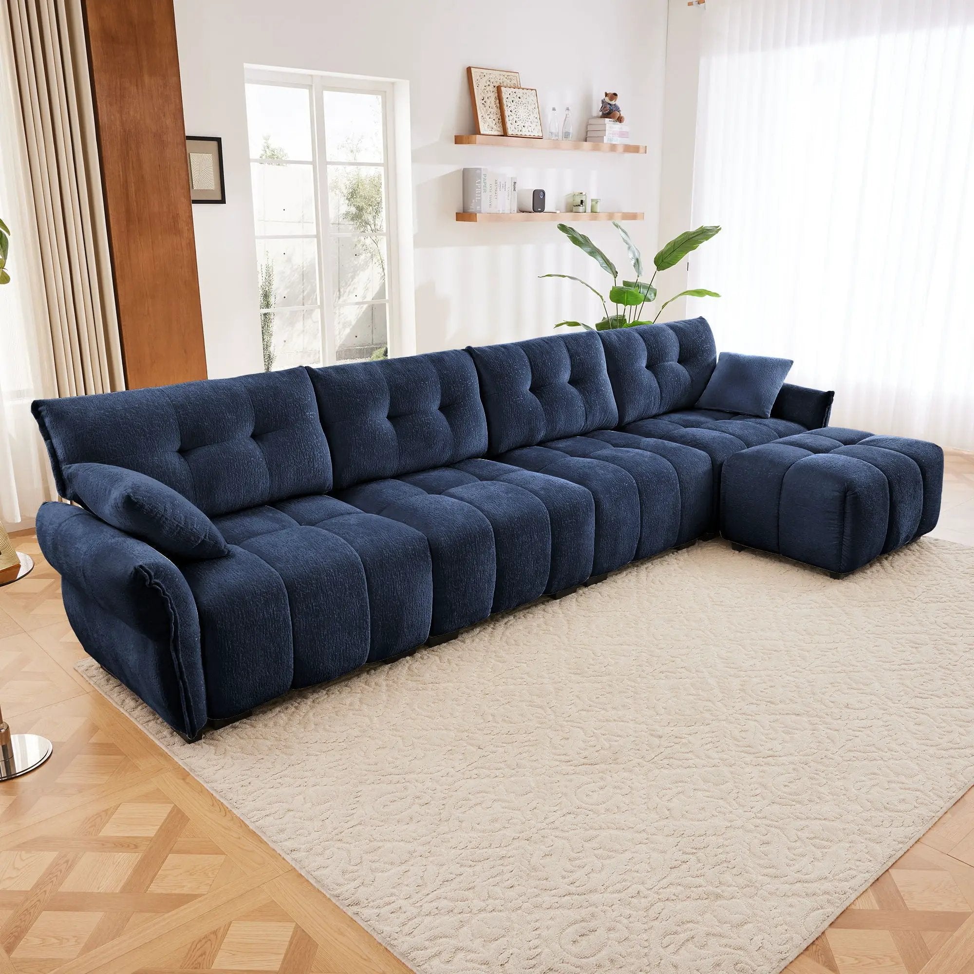 Sofa Set With Ottoman And Pillows, Textured, High Resilience Cushions by Unique Piece Furniture