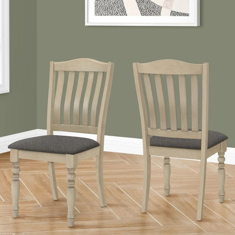 Dining Chair, Upholstered, Side, Transitional (Set of 2) - Gray by Unique Piece Furniture