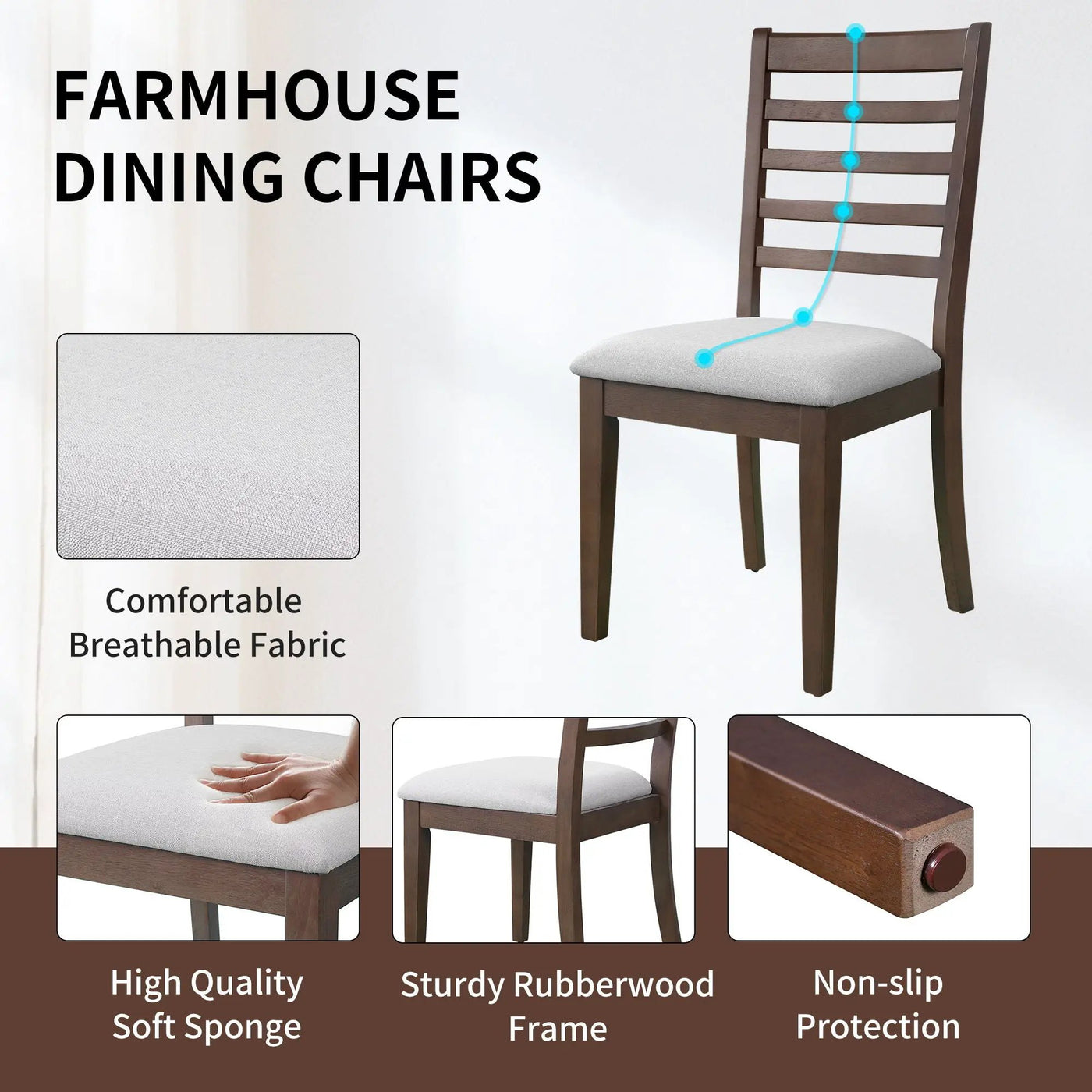 Upholstered Armless Chairs With High Ladder Back by Unique Piece Furniture