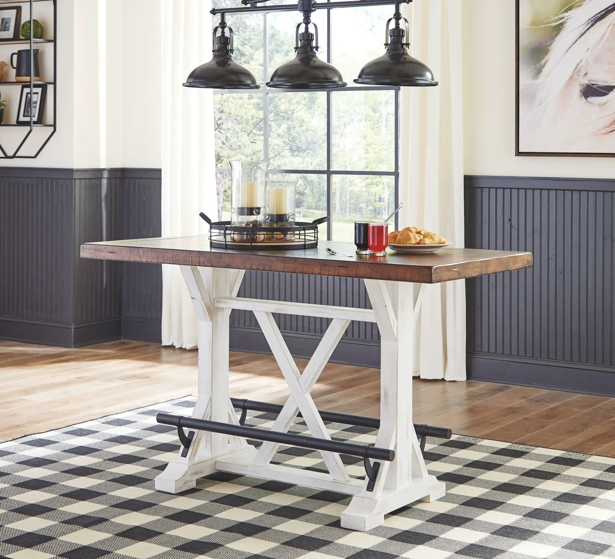 Valebeck - Rectangular Dining Room Counter Table - White / Brown by Unique Piece Furniture