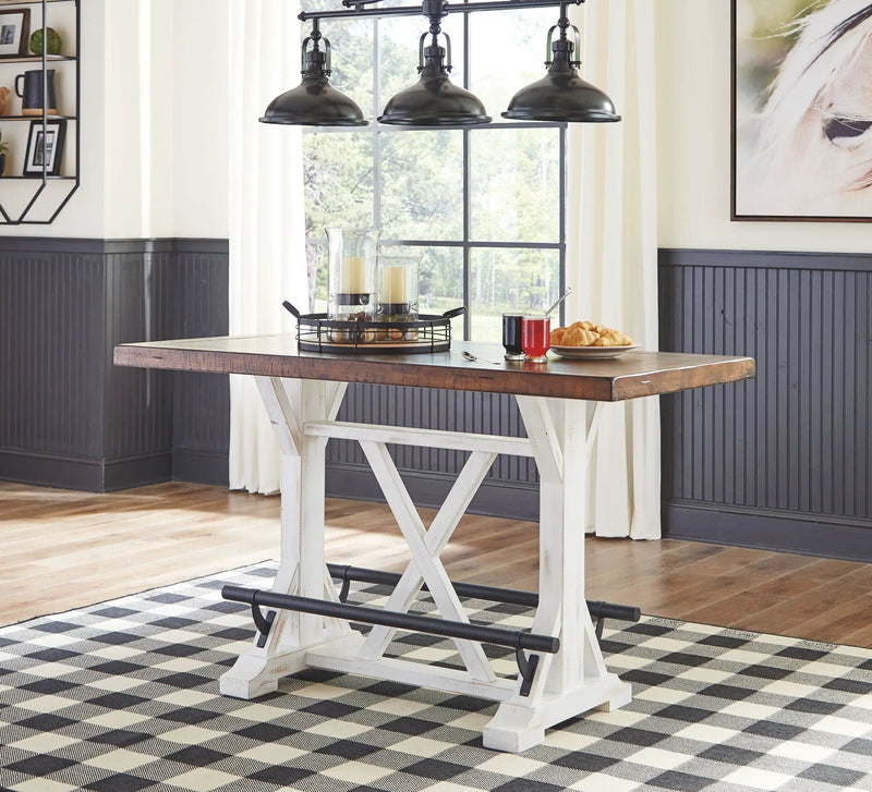 Valebeck - Rectangular Dining Room Counter Table - White / Brown by Unique Piece Furniture