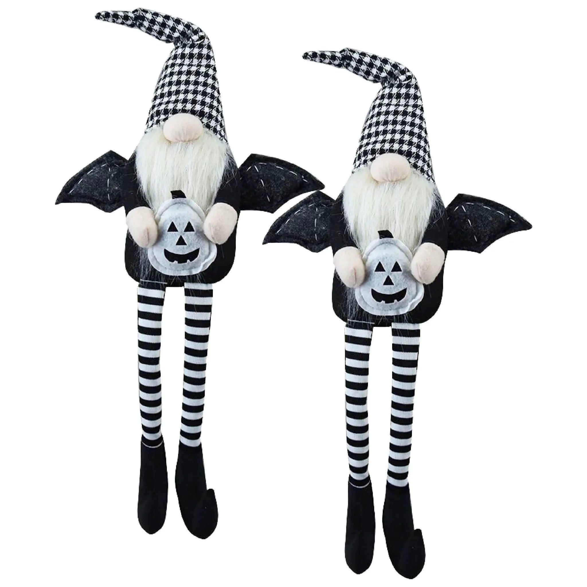 Sitting Gnome With Wings & Plaid Hat, For Halloween Decor by Unique Piece Furniture