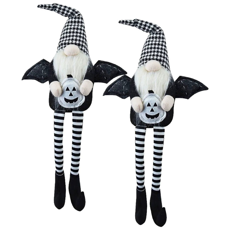 Sitting Gnome With Wings & Plaid Hat, For Halloween Decor by HouseOfZazla