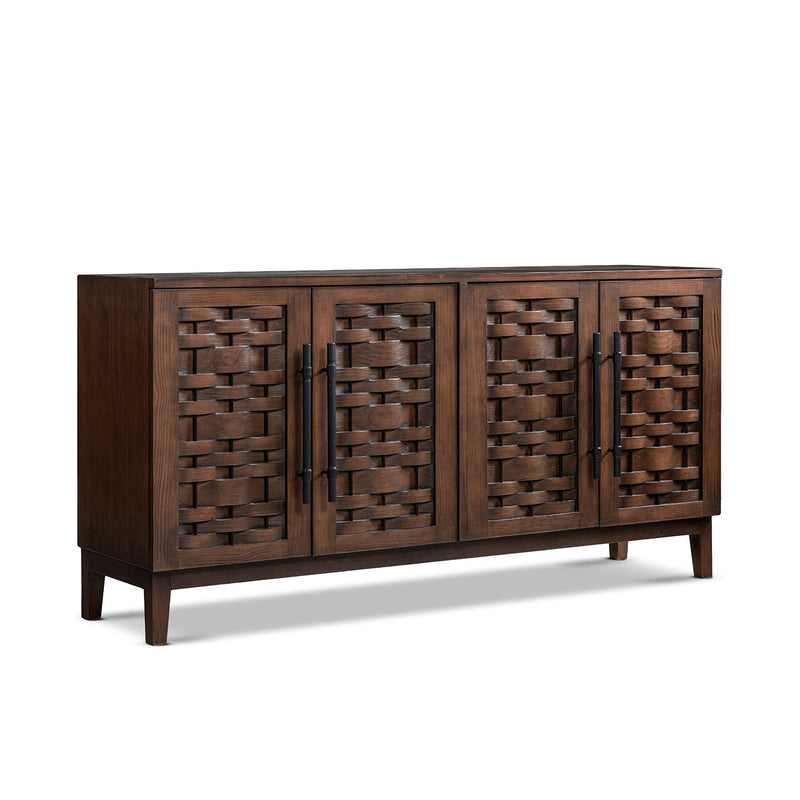 Koa 72" Woven Wood Sideboard with Four Doors - Natural Wood, photo 5 of 10