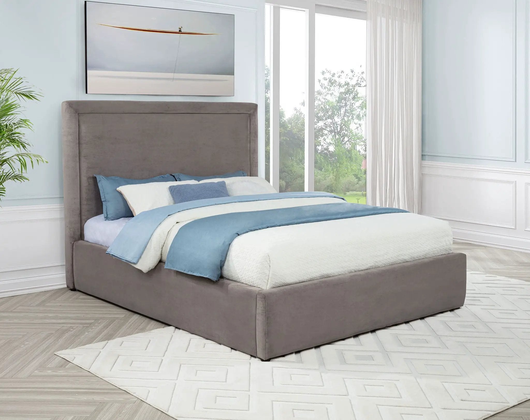 Lawson 54-inch Upholstered Queen Platform Bed Mushroom by Unique Piece Furniture