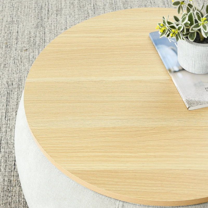 Modern Classic Round Storage Ottoman Coffee Table with Removable Top by BLAKHOM