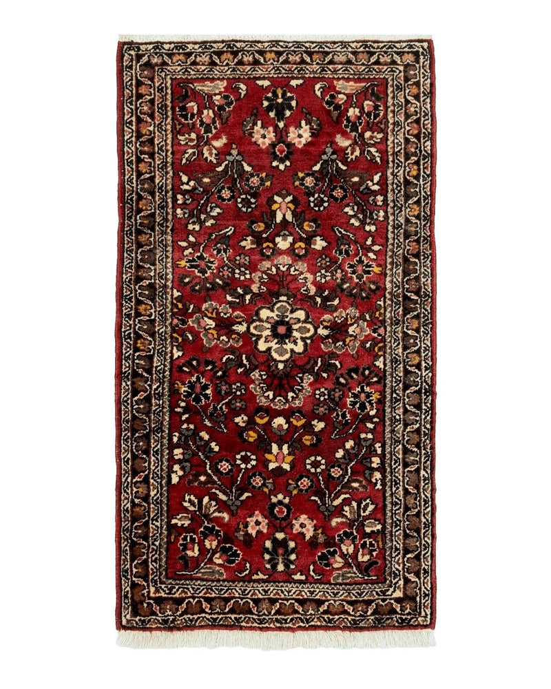 Small Persian Sarouk Rug 2x4 ft, Allover Floral Pattern, Red Black Cream, Hand Knotted Wool Traditional Oriental Carpet, Antique Persian Rug 2 x 4 by Jewel Rugs