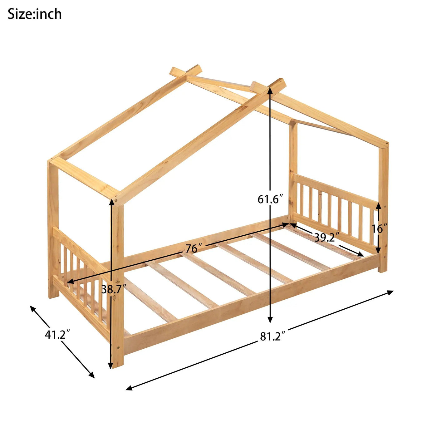 House Platform Bed With Headboard And Footboard, Roof Design by HouseOfZazla