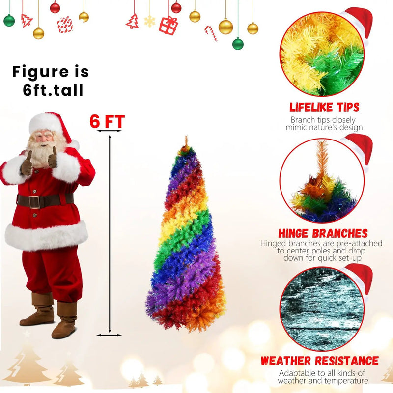 7.5ft Rainbow Spiral Christmas Tree by HouseOfZazla