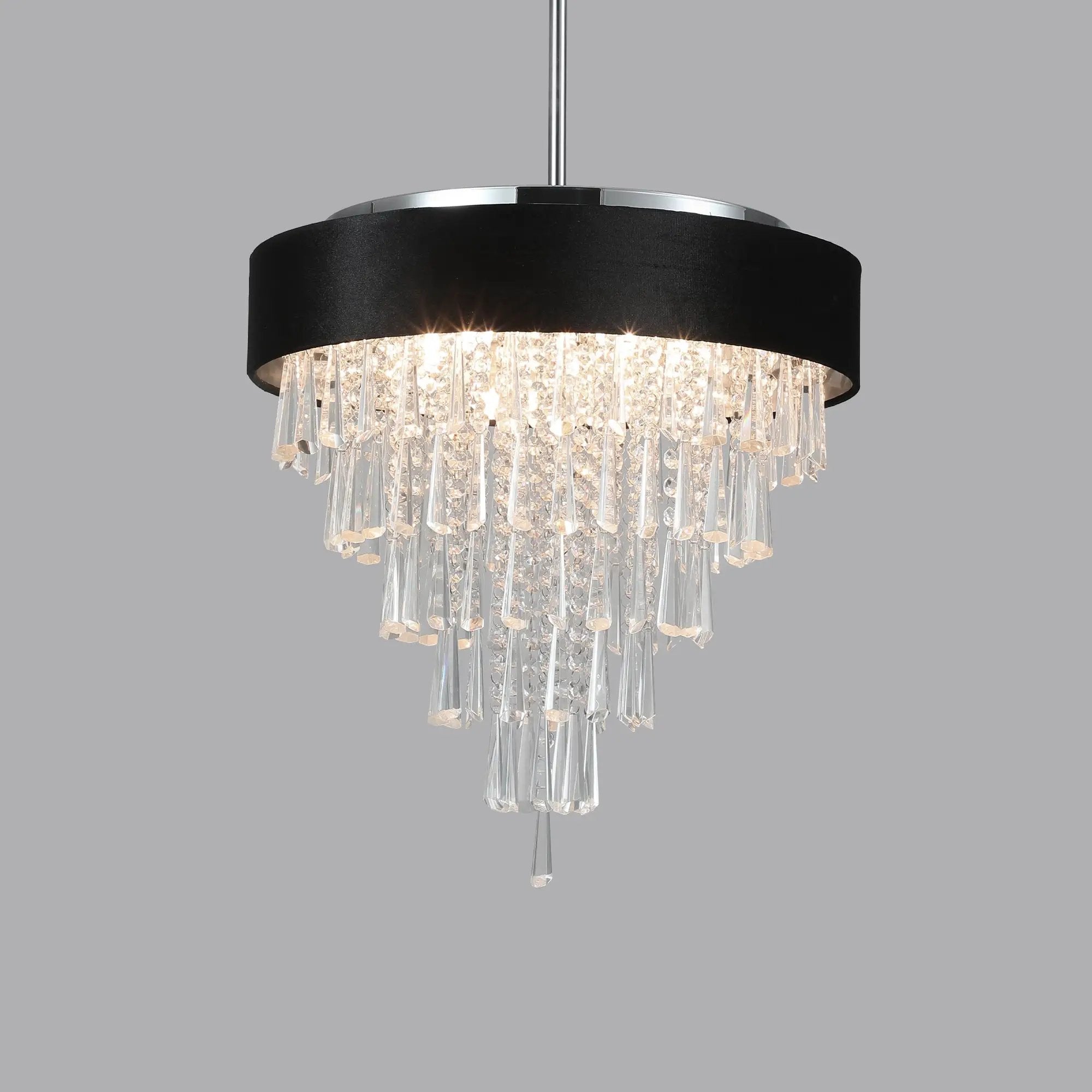 18-inch Modern Crystal Chandelier with Black Velvet Shade by HouseOfZazla