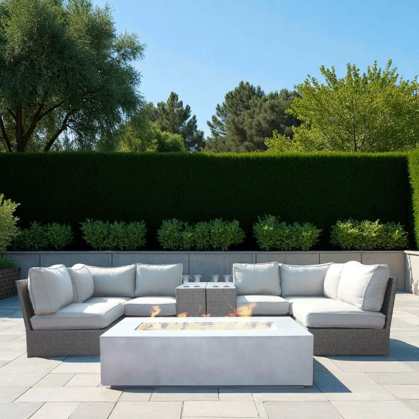 Outdoor Elegance Conversation Set With Fire Pit by Unique Piece Furniture