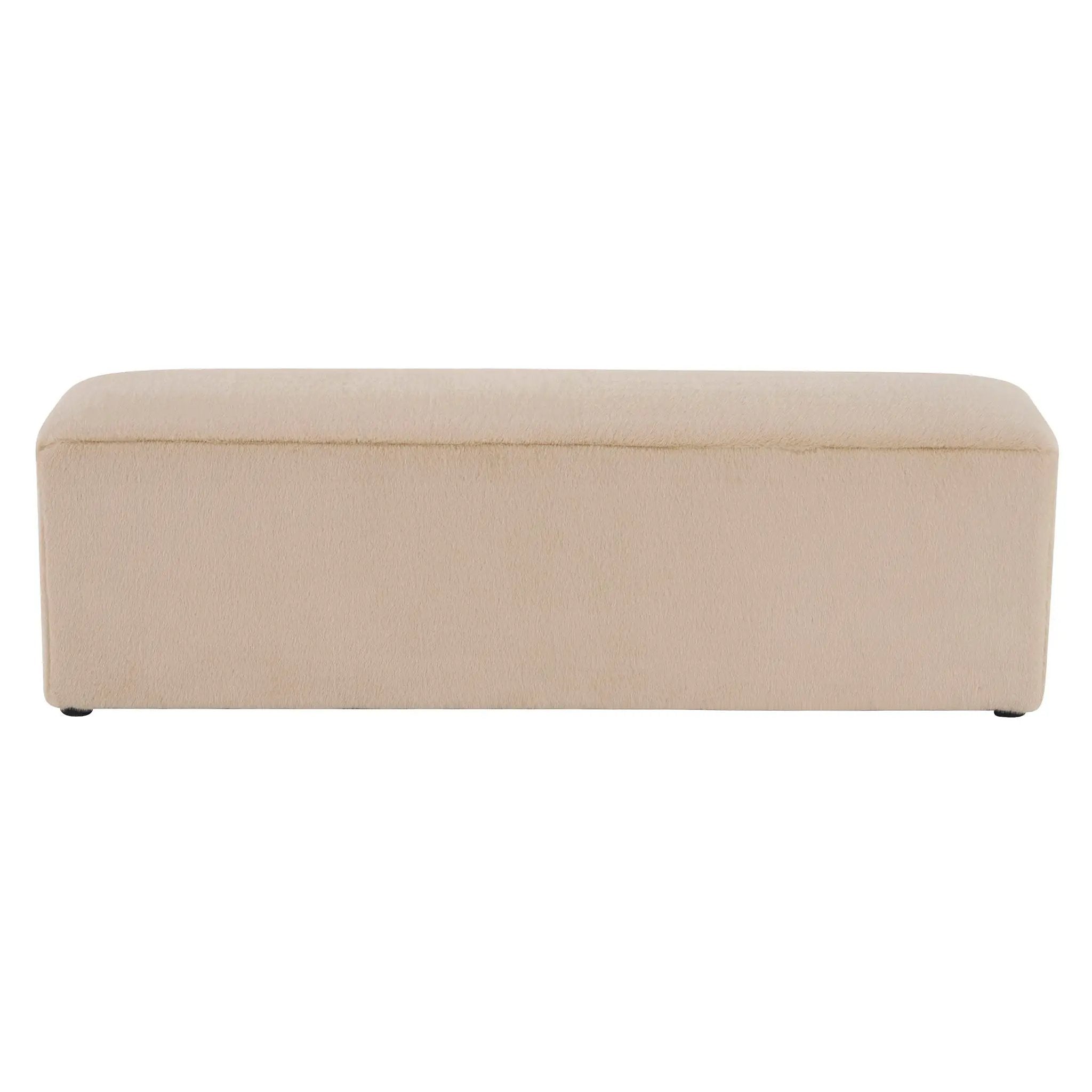 Long Plush Ottoman, Simple Footstool And Seat For Home Use - Almond by HouseOfZazla