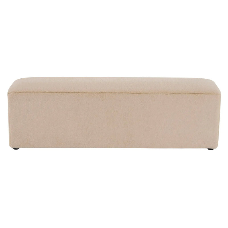 Long Plush Ottoman, Simple Footstool And Seat For Home Use - Almond by HouseOfZazla