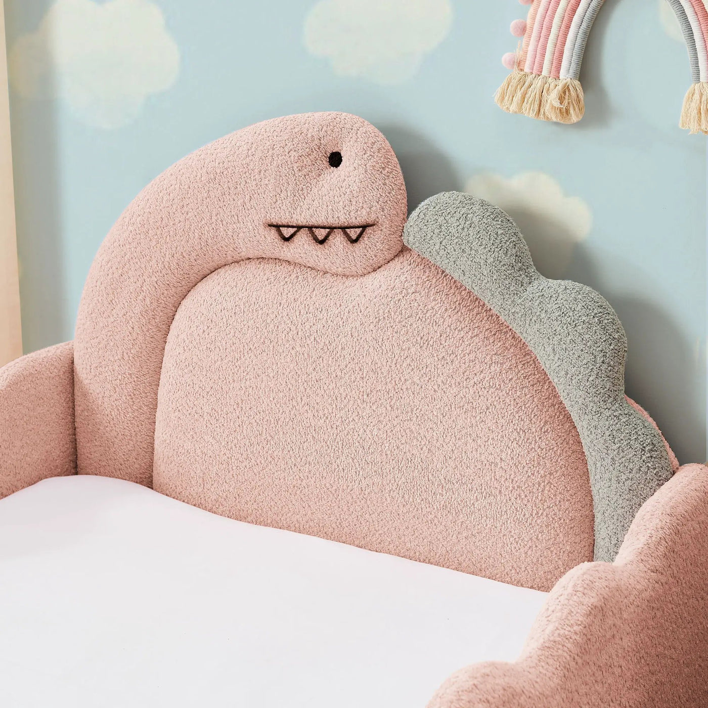Cute Dinosaur Shaped Bed With Safety Guardrail, Toddler Frame by HouseOfZazla