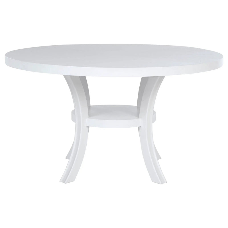 Judd 54-inch Round Dining Wood Table with Shelf Pearl White by Unique Piece Furniture