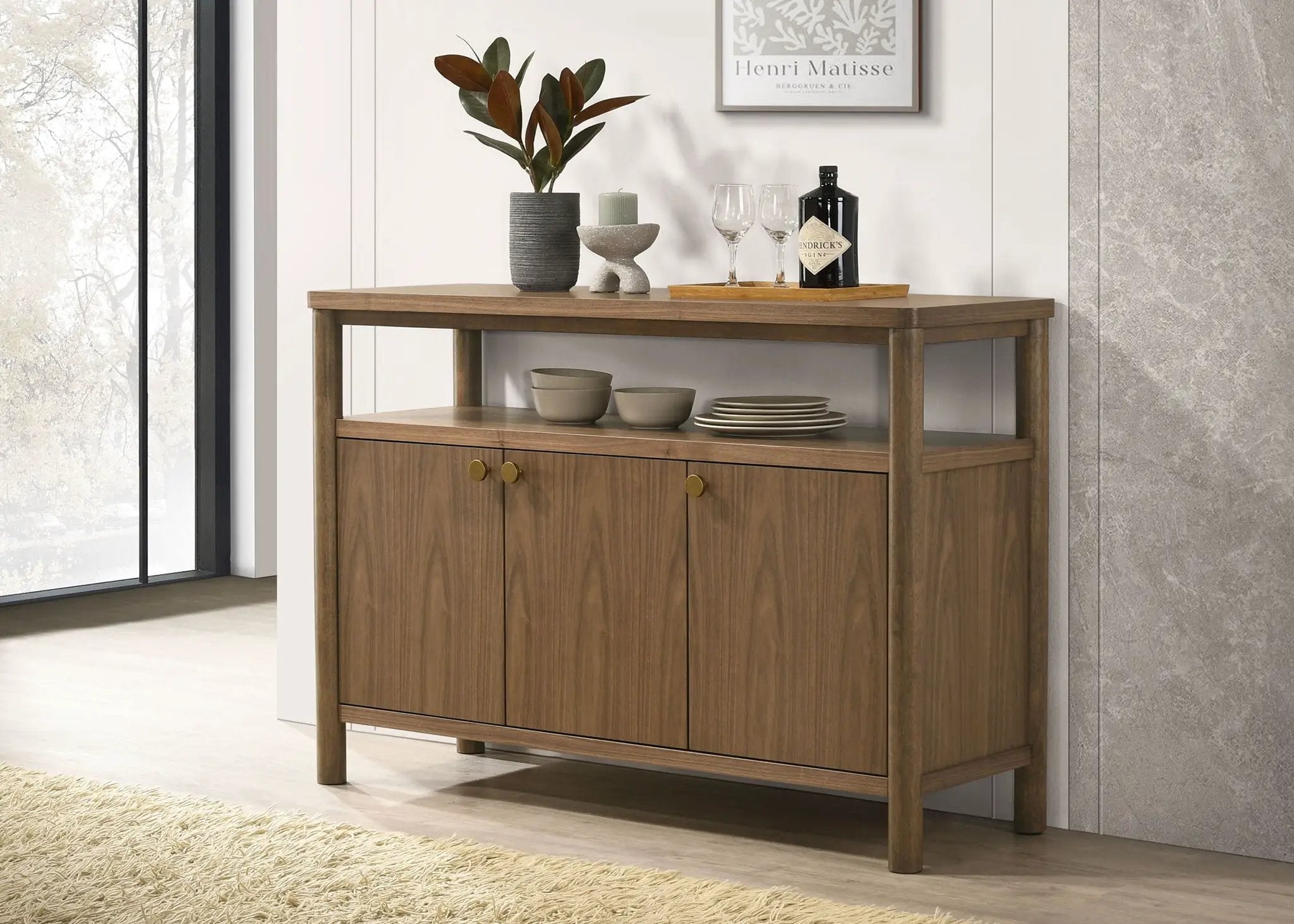 Crestmore 52-inch Dining Cabinet Sideboard Buffet Walnut by Unique Piece Furniture