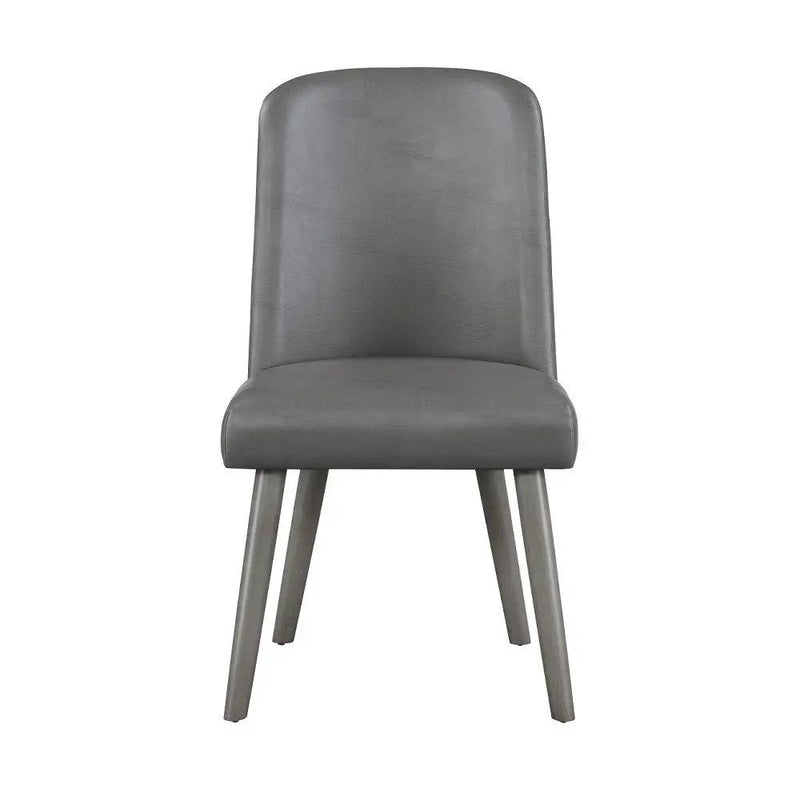 Waylon - Side Chair (Set of 2) - Gray Synthetic Leather & Gray Oak by Unique Piece Furniture
