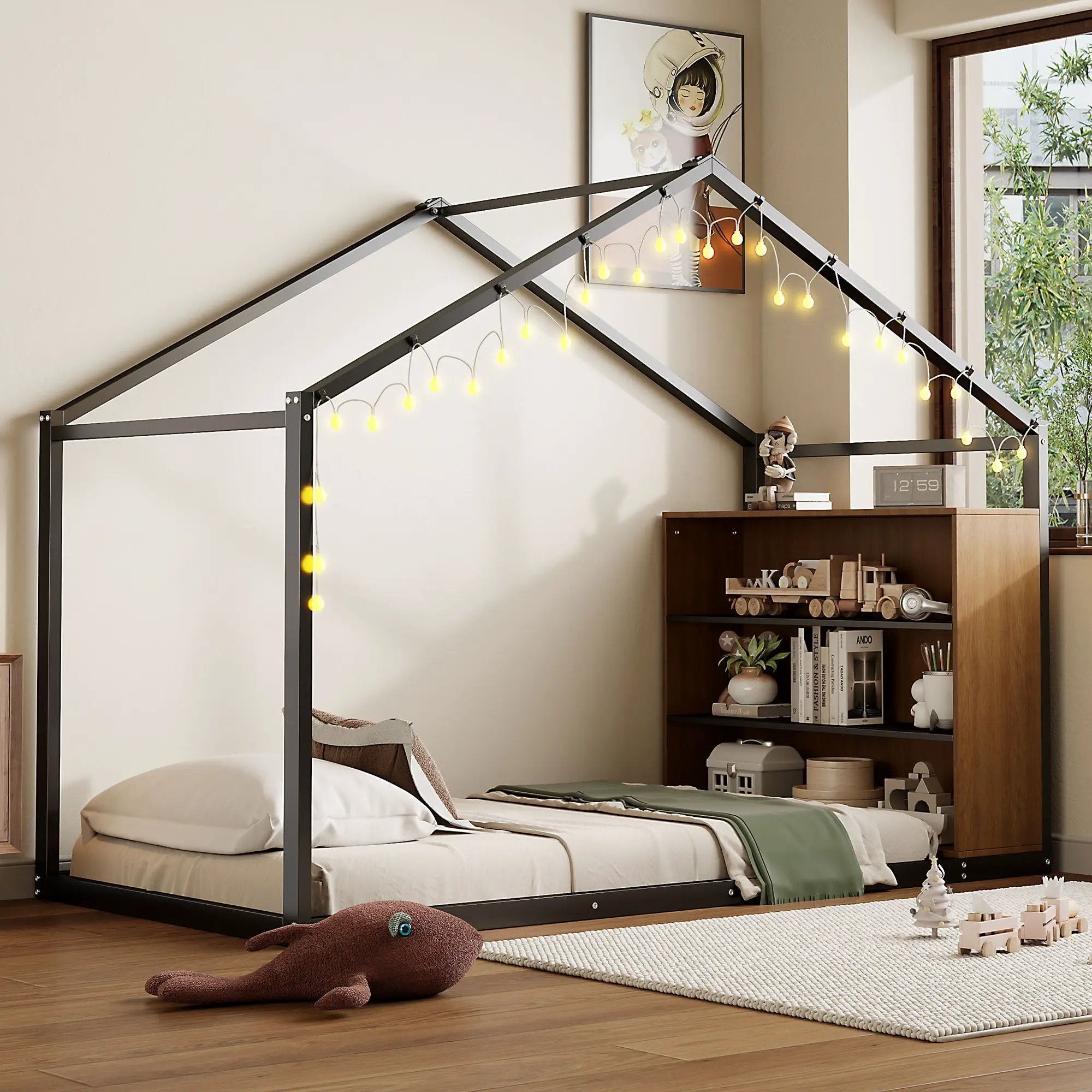 Bed House Frame With Shelves And Lights by HouseOfZazla