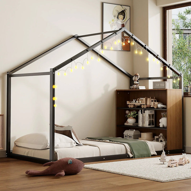 Bed House Frame With Shelves And Lights by HouseOfZazla