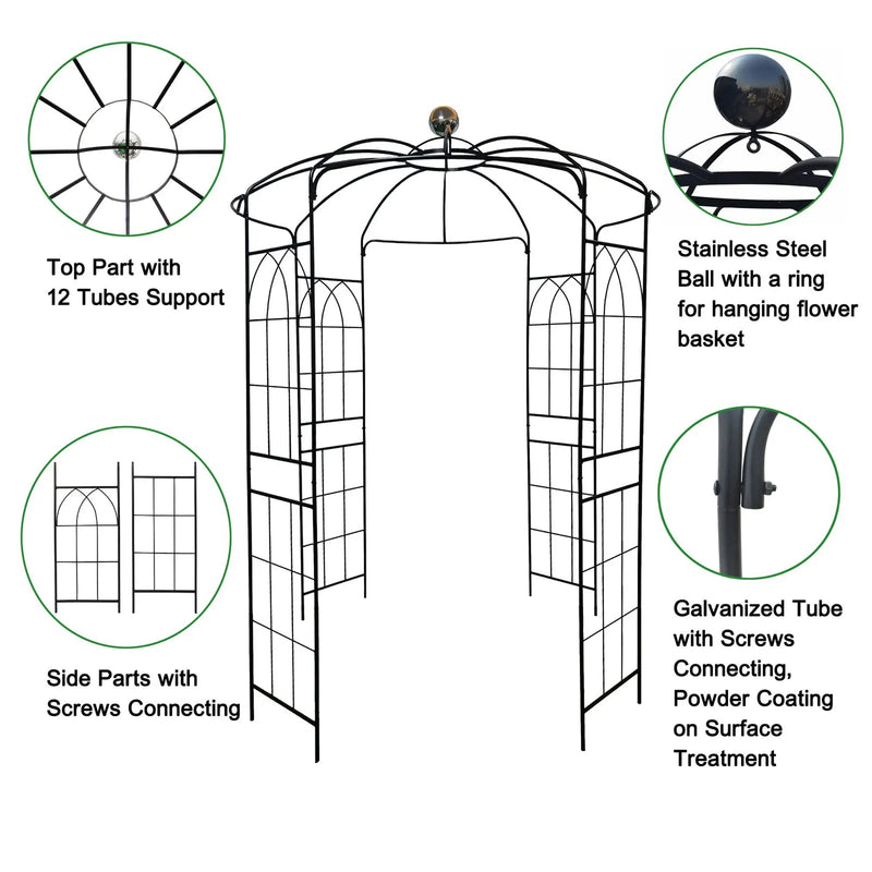Metal Garden Arch Iron Garden Arbors Gazebo Dia High Birdcage Shape Pergola Pavilion For Wedding Ceremony by HouseOfZazla