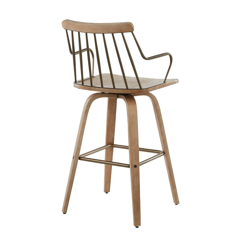 Preston - Farmhouse Counter Stool - White Washed / Antique Copper by HouseOfZazla