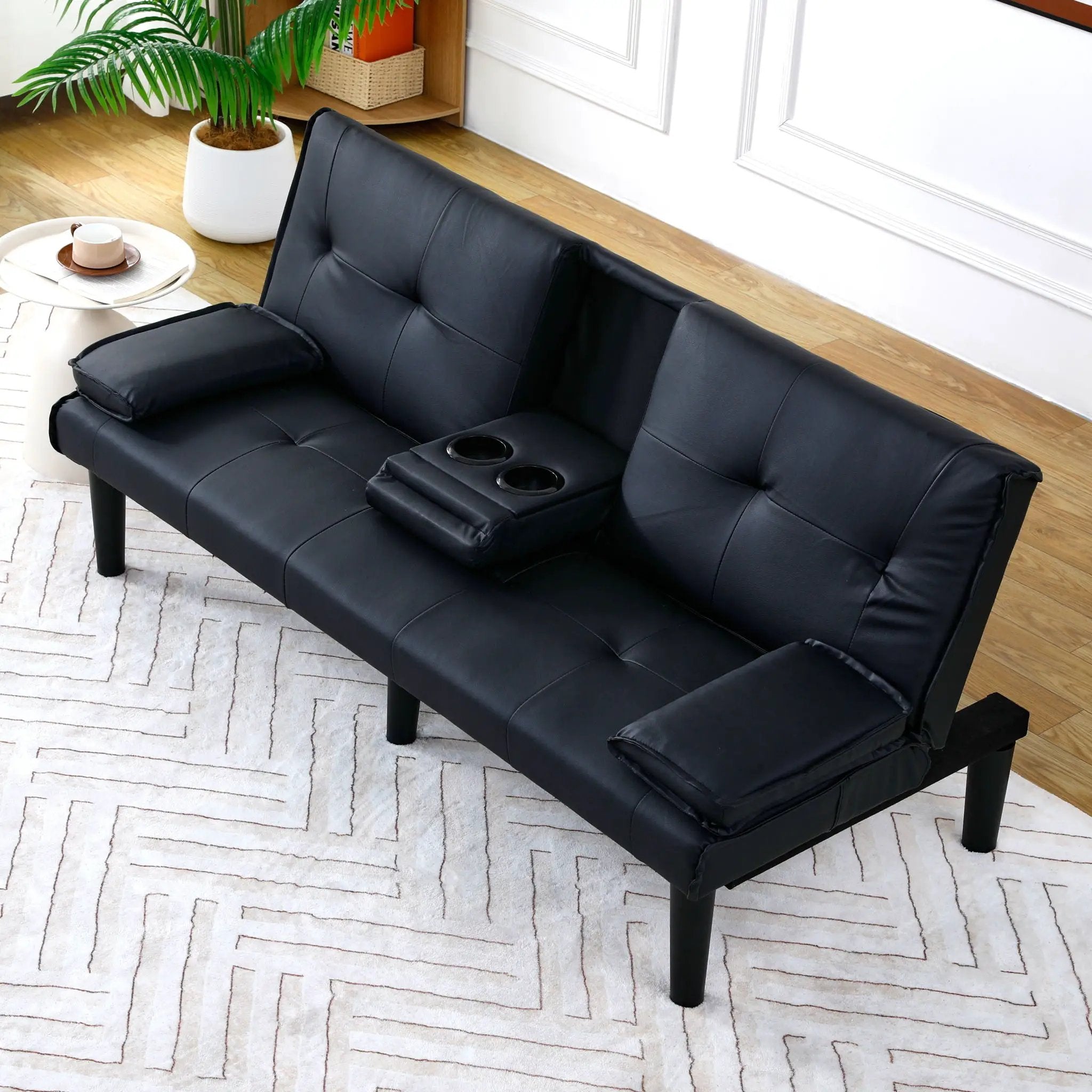 Sofa Bed With Foldable Design And Cup Holder by HouseOfZazla